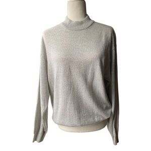 Preswick & Moore Merino Wool Blend Mock Neck light gray sweater Size Large L